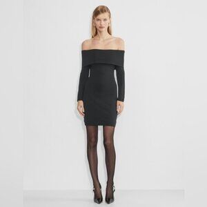 Aritzia WILFRED WOOL Knit Off Shoulder Sweater Dress stretch Burt Red XS Italy